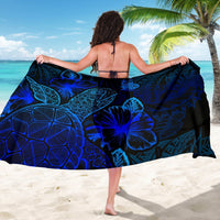 New Caledonia Sarong - Turtle Hibiscus Pattern Blue - Polynesian Pride