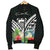 Tuvalu Men's Bomber Jacket - Tuvalu Caledonia Coat of Arms & Polynesian Tropical Flowers White - Polynesian Pride