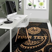 Tahiti Polynesian Custom Personalised Area Rug - Gold Tribal Wave - Polynesian Pride