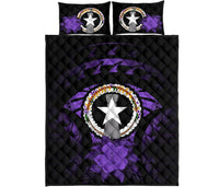 Northern Mariana Islands Polynesian Quilt Bed Set Hibiscus Purple - Polynesian Pride
