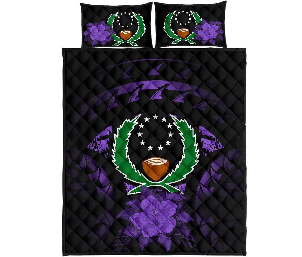 Pohnpei Polynesian Quilt Bed Set Hibiscus Purple - Polynesian Pride