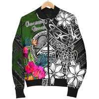 American Samoa Men Bomber Jacket - Turtle Plumeria Banana Leaf - Polynesian Pride