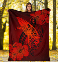 Hawaii Whale Swim Poly Red Premium Blanket - Polynesian Pride