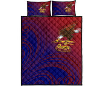 American Samoa Polynesian Quilt Bed Set - Bald Eagle (Blue - Red) - Polynesian Pride