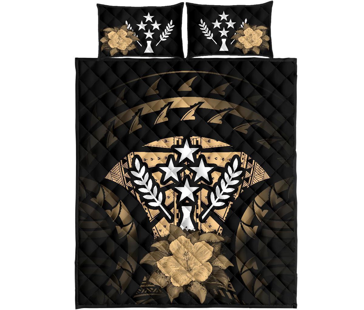 Kosrae Polynesian Quilt Bed Set Hibiscus Gold - Polynesian Pride