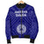 American Samoa Men's Bomber Jacket - Seal In Polynesian Tattoo Style ( Blue) - Polynesian Pride