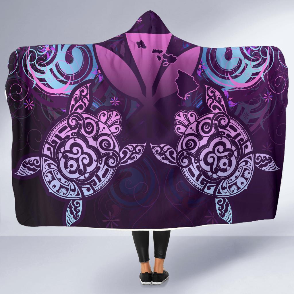 Hawaii Turtle Kanaka Maoli Hooded Blanket - Tea Style - AH - Polynesian Pride