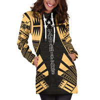 Gambier Islands Hoodie Dress - Polynesian Tattoo Gold - Polynesian Pride
