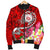 Hawaii Polynesian Men's Bomber Jacket - Hawaii Seal With Turtle Plumeria (Red) - Polynesian Pride