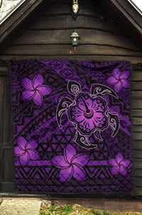Hawaii Mix Polynesian Turtle Plumeria Premium Quilt - AH - Nick Style - Purple - Polynesian Pride