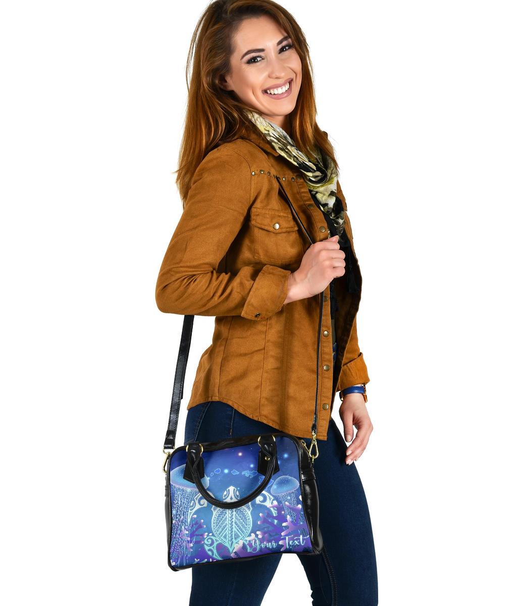 Personalized - Hawaii Turtle Jellyfish Coral Galaxy Shoulder Handbag - Polynesian Pride
