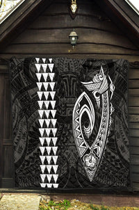 Hawaii Kakau Makau Fish Hook Polynesian Premium Quilt - White - Polynesian Pride