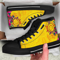 Polynesian High - Top Shoes - Vanuatu Symbols With Hibiscus - Polynesian Pride
