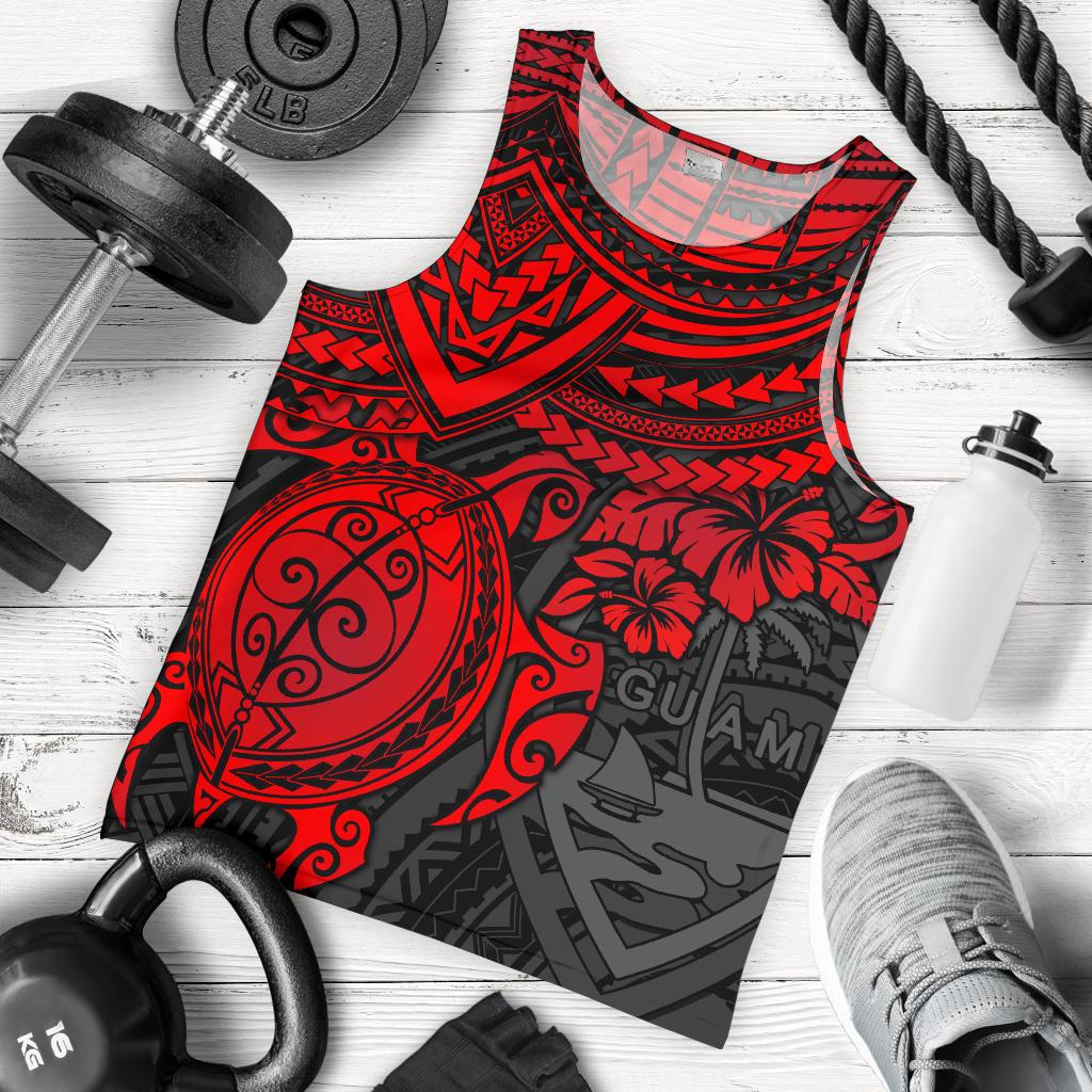 Guam Polynesian Men's Tank - Red Turtle RED - Polynesian Pride