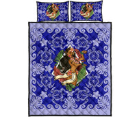 Hawaii Polynesian Quilt Bed Set - Hawaiian Dancing Girl Blue Blue - Polynesian Pride