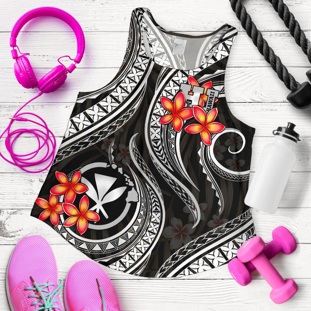 Polynesian Hawaii Women Racerback Tank - Black Plumeria - Polynesian Pride