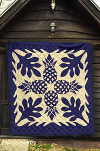 Hawaiian Pineapple Tropical Pattern Premium Quilt - Blue - Argu Style - AH - Polynesian Pride