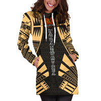 Papua New Guinea Hoodie Dress - Polynesian Tattoo Gold - Polynesian Pride