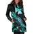 Wallis and Futuna Polynesian Hoodie Dress - Turtle With Blooming Hibiscus Turquoise - Polynesian Pride