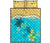 Hawaii Quilt Bed Set - Tiki Face In Turtles And Plumeria On Beach Blue - Polynesian Pride