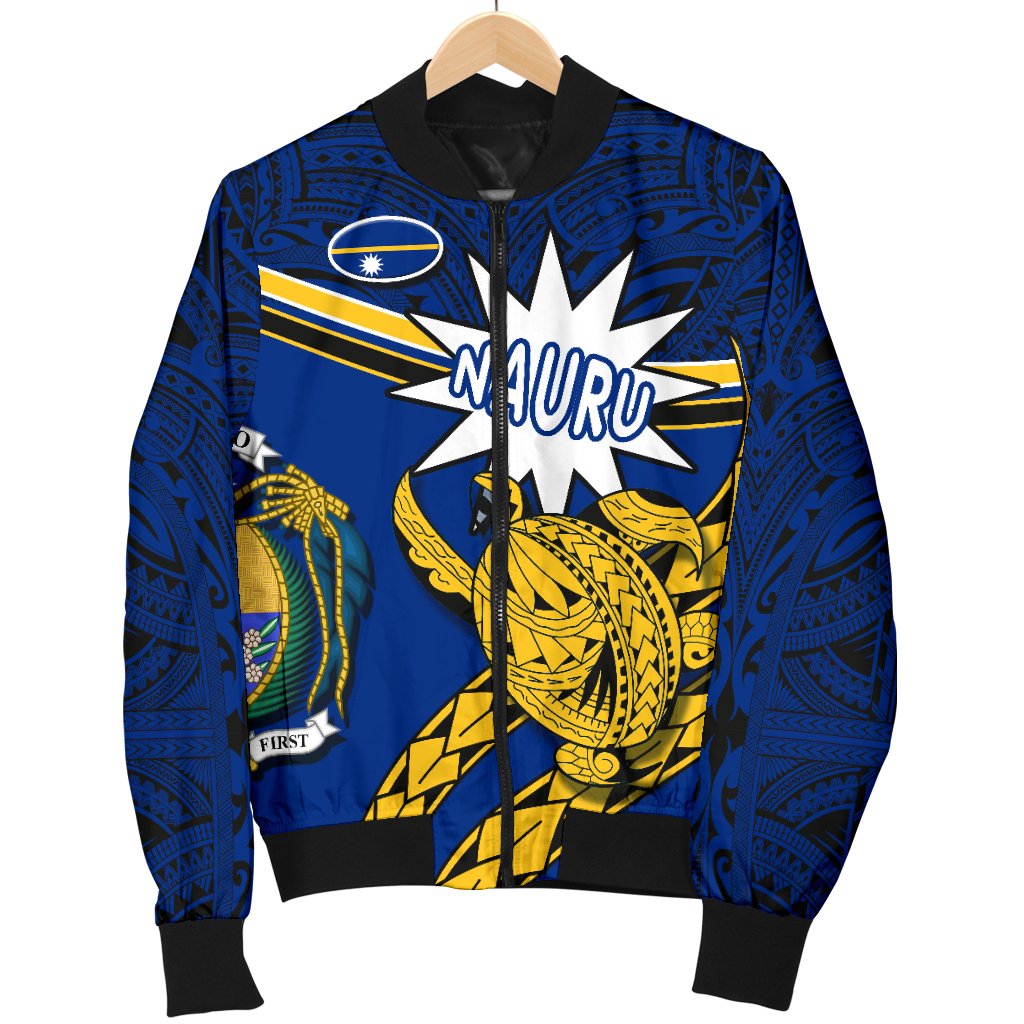 Nauru Rugby Men Bomber Jacket Version Turtle Polynesian - Polynesian Pride