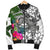 American Samoa Men's Bomber Jacket White - Turtle Plumeria Banana Leaf - Polynesian Pride