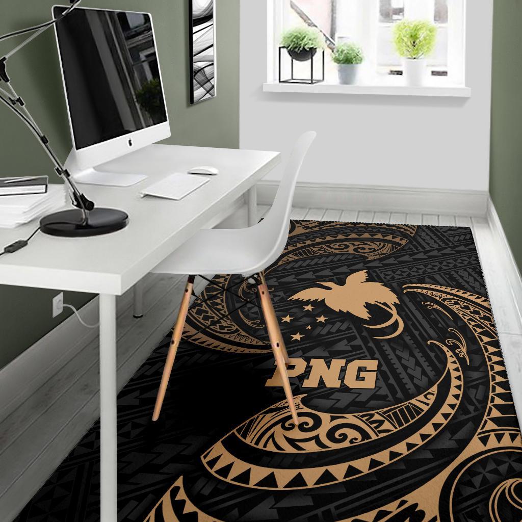 Papua New Guinea Polynesian Area Rug - Gold Tribal Wave - Polynesian Pride