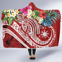 The Philippines Hooded Blanket - Summer Plumeria (Red) - Polynesian Pride