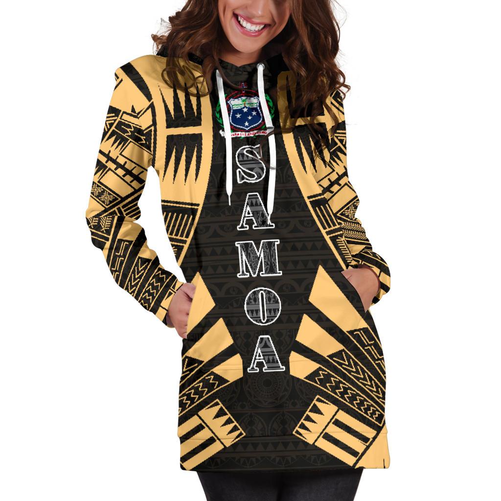 Samoa Hoodie Dress - Polynesian Tattoo Gold - Polynesian Pride