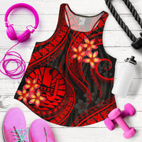 Tahiti Polynesian Women Racerback Tank - Red Plumeria - Polynesian Pride