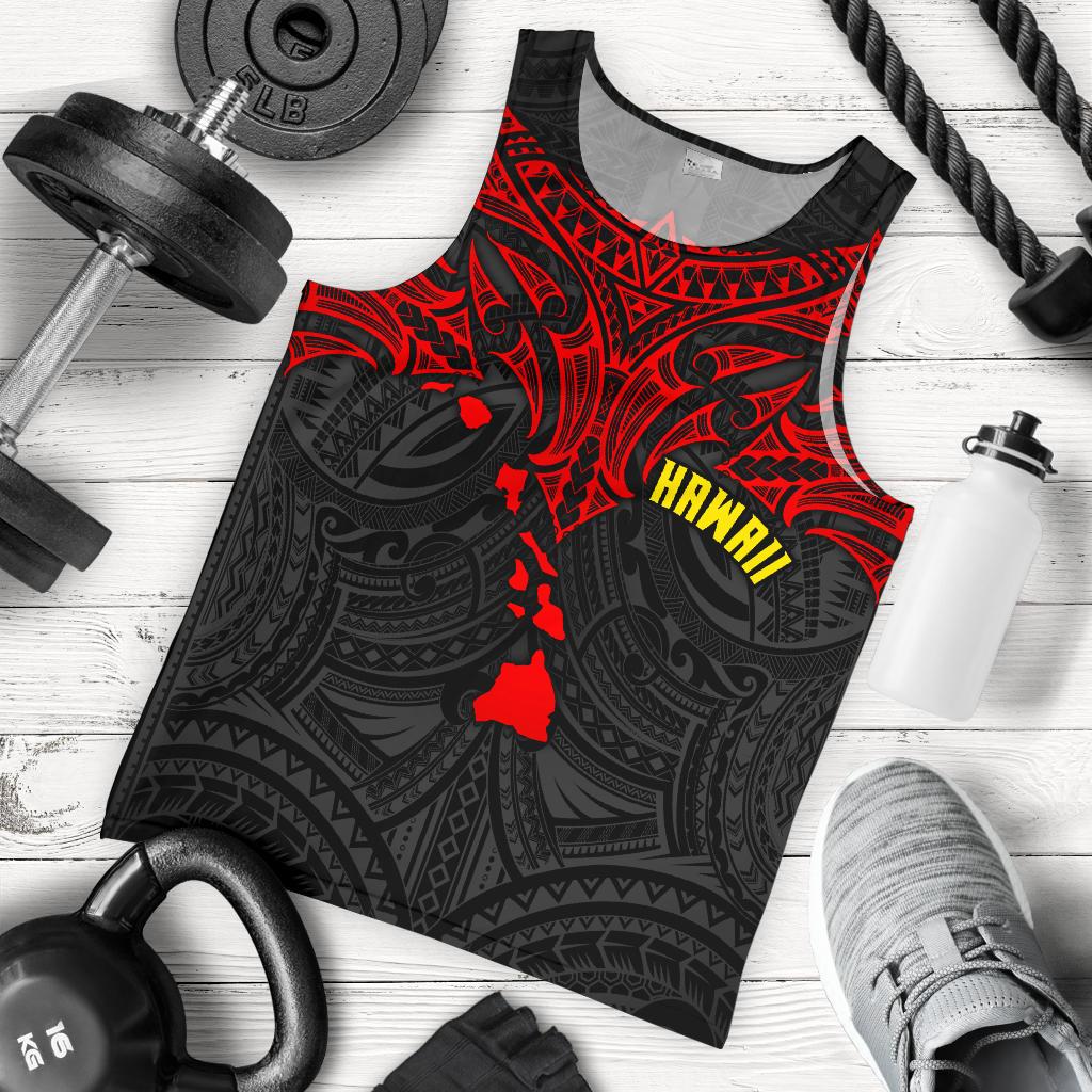 Polynesian Hawaii Men's Tank Top - Polynesian Whale Tail Red - Polynesian Pride