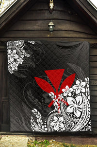 Hawaii Premium Quilt - Red Kanaka Maoli & White Hibiscus Style - Polynesian Pride