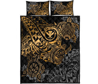 Hawaii Polynesian Quilt Bed Set - Gold Kanaka Maoli Turtle - Polynesian Pride