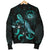 Hawaii Polynesian Men's Bomber Jacket - Turtle With Blooming Hibiscus Turquoise - Polynesian Pride