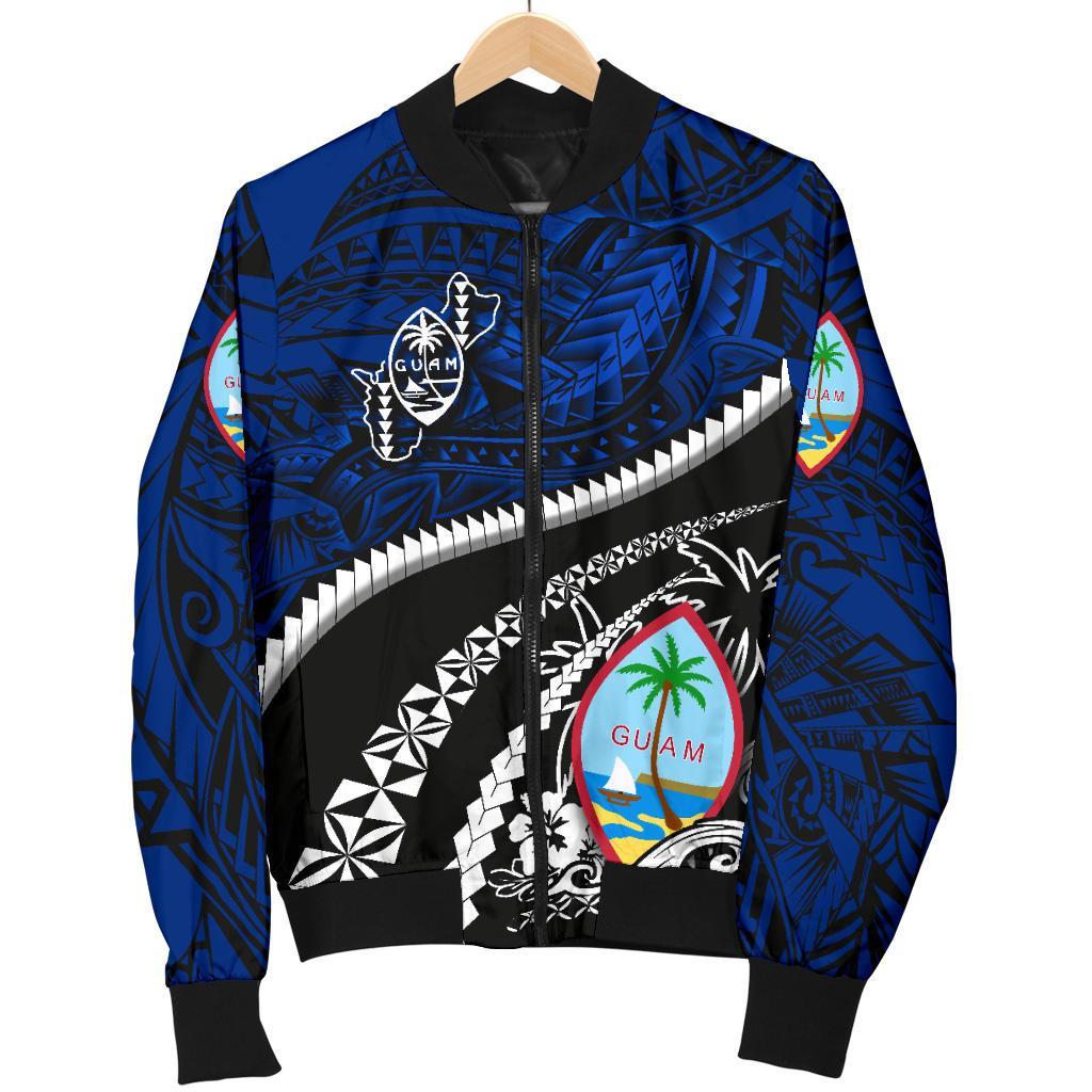 Guam Women's Bomber Jacket Polynesian Shark Tattoo - Polynesian Pride