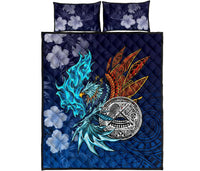 American Samoa Polynesian Quilt Bed Set - Blue Polynesian Eagle - Polynesian Pride