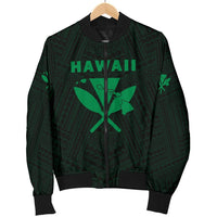 Hawaii Kanaka Polynesian Women's Bomber Jacket Green - Polynesian Pride