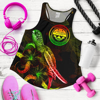 Federated States of Micronesia Polynesian Women Tank Top - Turtle With Blooming Hibiscus Reggae Reggae - Polynesian Pride