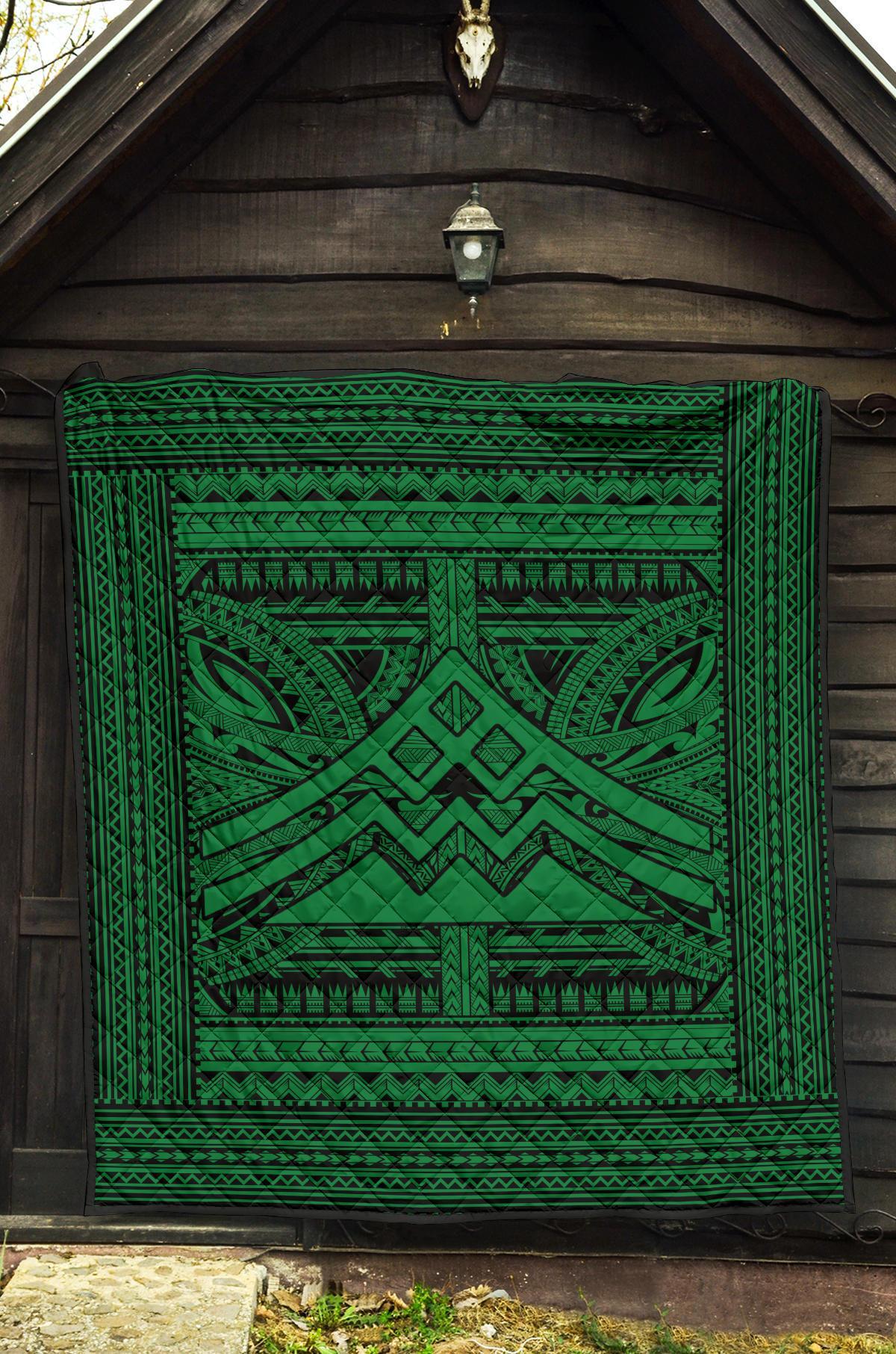 Hawaii Polynesian Mauna Kea Premium Quilt Green - Polynesian Pride