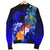 CNMI Men's Bomber Jacket - Humpback Whale with Tropical Flowers (Blue) - Polynesian Pride