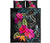 Polynesian Hibiscus Sea Turtle Quilt Bed Set - AH - King Style Black - Polynesian Pride