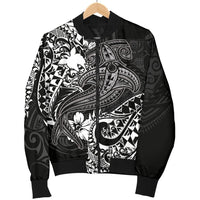 Papua New Guinea Men's Bomber Jacket - White Shark Polynesian Tattoo - Polynesian Pride
