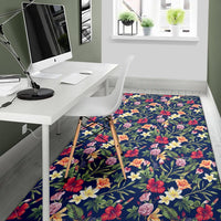 Tropical Hibiscus Red And Plumeria White Rug - Polynesian Pride