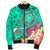 Hawaii Men's Bomber Jacket - Turtle Plumeria Polynesian Tattoo Turquoise Color - Polynesian Pride