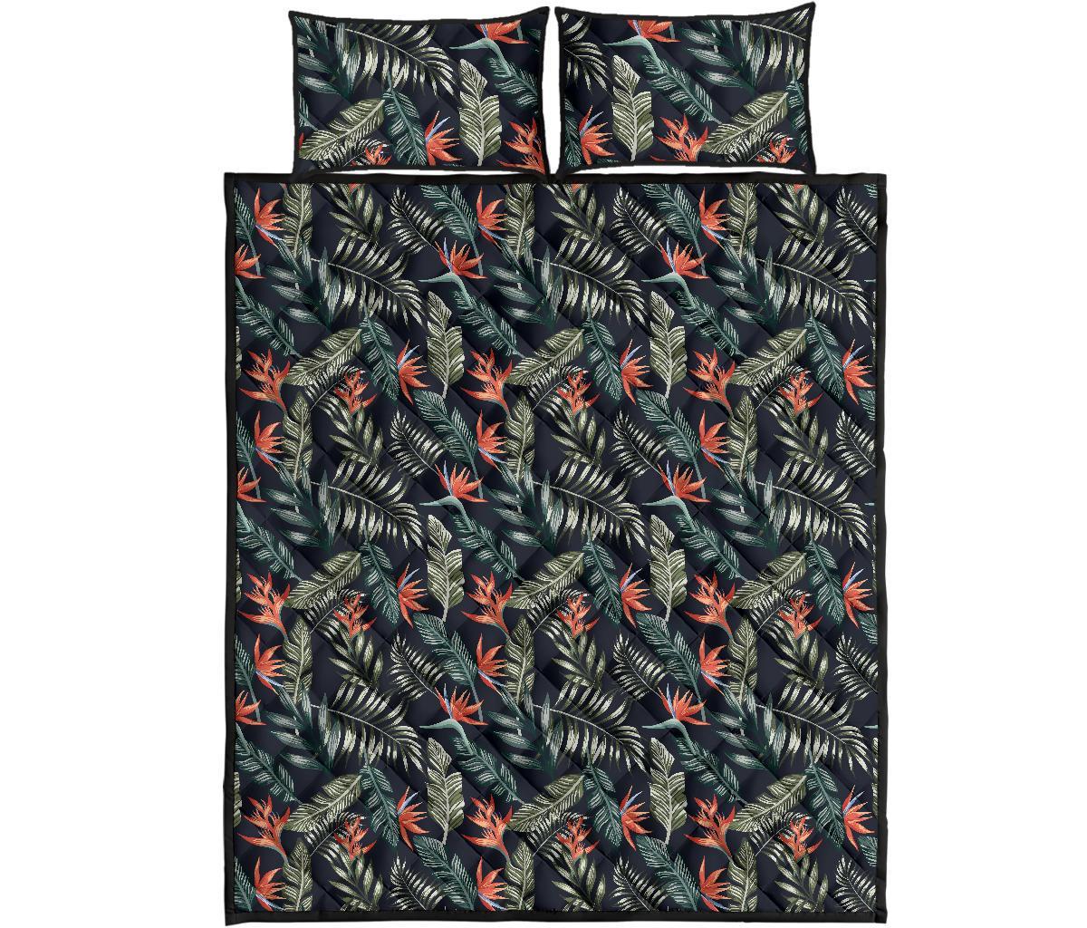 Tropical Strelitzia Black Quilt Bed Set Art - Polynesian Pride