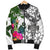 Yap Custom Personalised Men's Bomber Jacket White - Turtle Plumeria Banana Leaf - Polynesian Pride