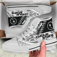 Chuuk State High Top Shoes - White Color Symmetry Style - Polynesian Pride