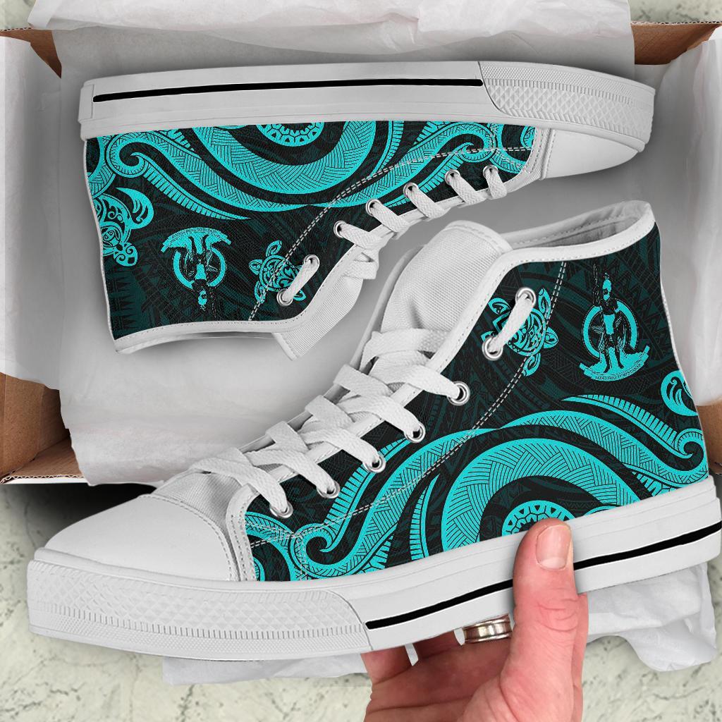 Vanuatu High Top Canvas Shoes - Turquoise Tentacle Turtle - Polynesian Pride