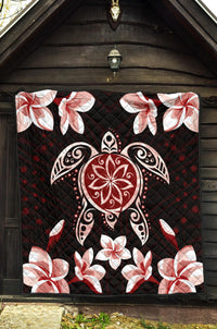 Hawaiian Reddie Turtle Plumeria Quilt - Polynesian Pride