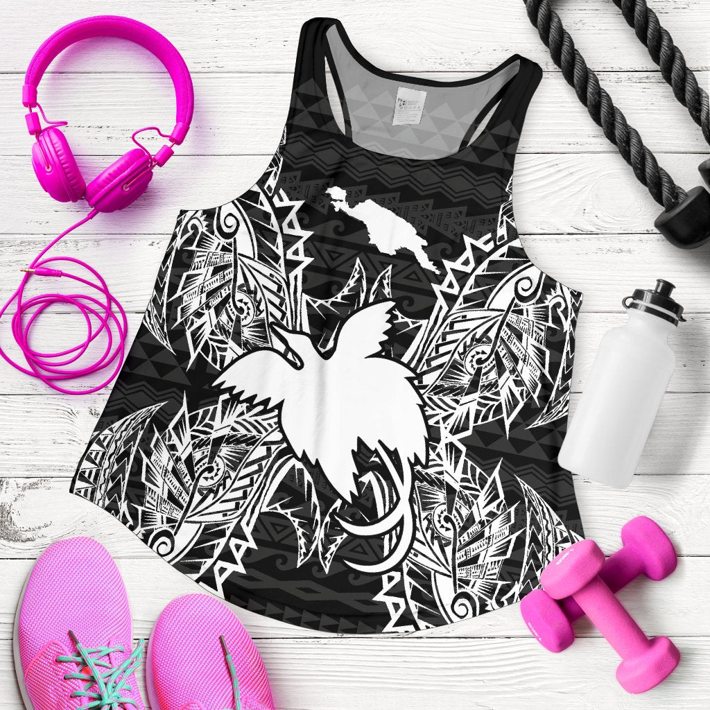 Papua New Guinea Polynesian Women Tank Top Map Black - Polynesian Pride